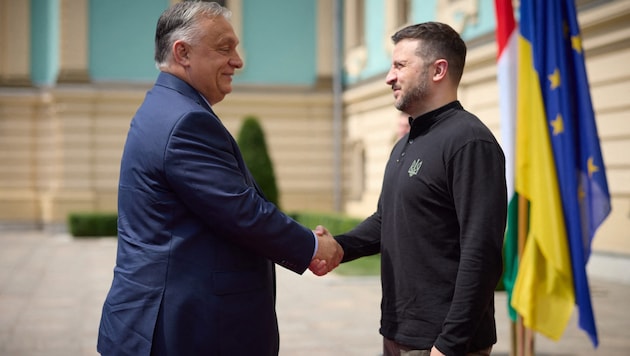 A kijevi fogadtatás meglehetősen hűvös volt Orbán Viktor számára. (Bild: AFP)