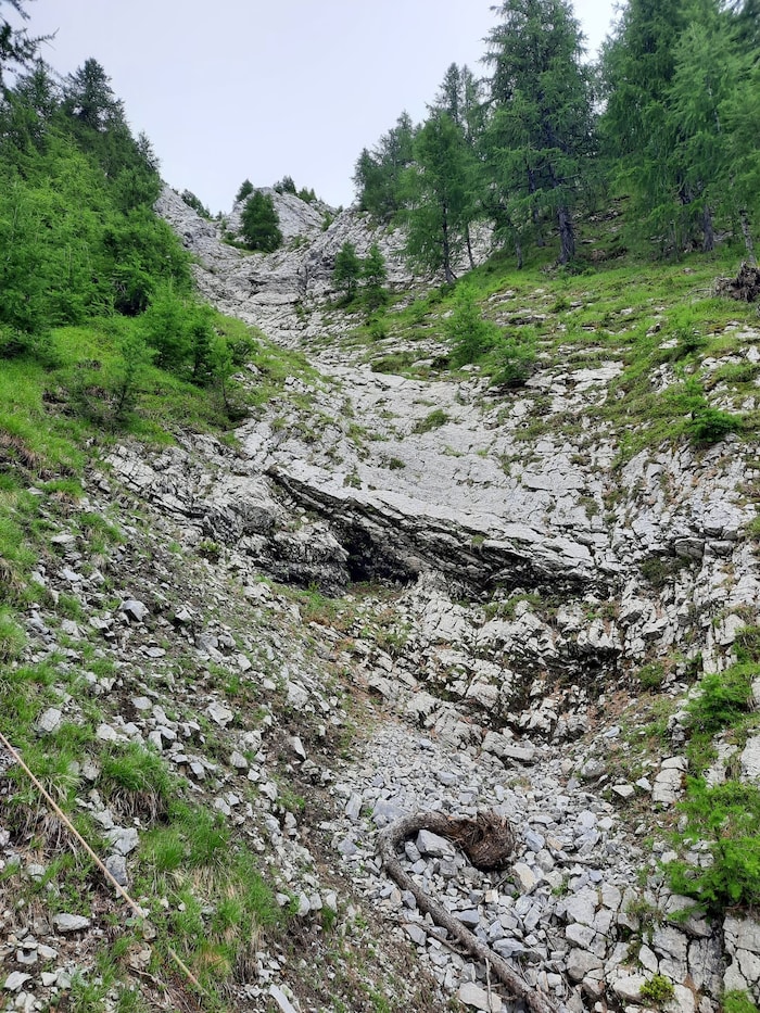 In der Felsrinne ereigente sich der Unfall.