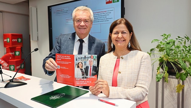 Presenting the SPÖ roadmap for Graz: Anton Lang and Doris Kampus. (Bild: Jauschowetz Christian/Christian Jauschowetz)