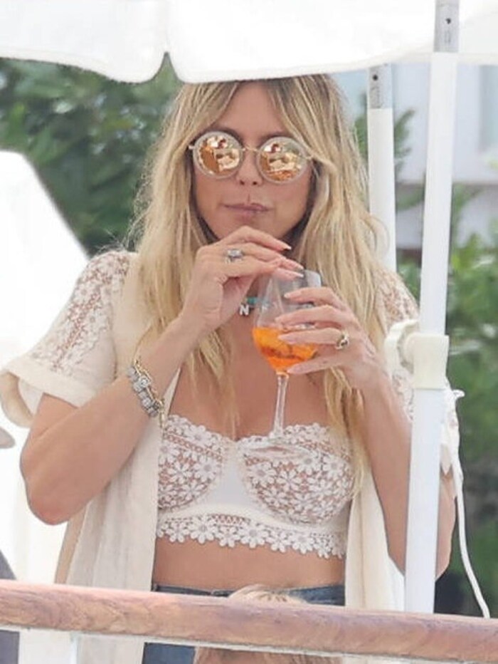Heidi Klum showed off her bra in Cannes.
