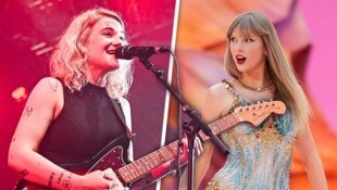 Taylor Swift (r.) war das große Vorbild von AVEC (l.), die heuer beim „Krone“-Fest in Linz auftritt. (Bild: Krone KREATIV/Markus Wenzel, AP)