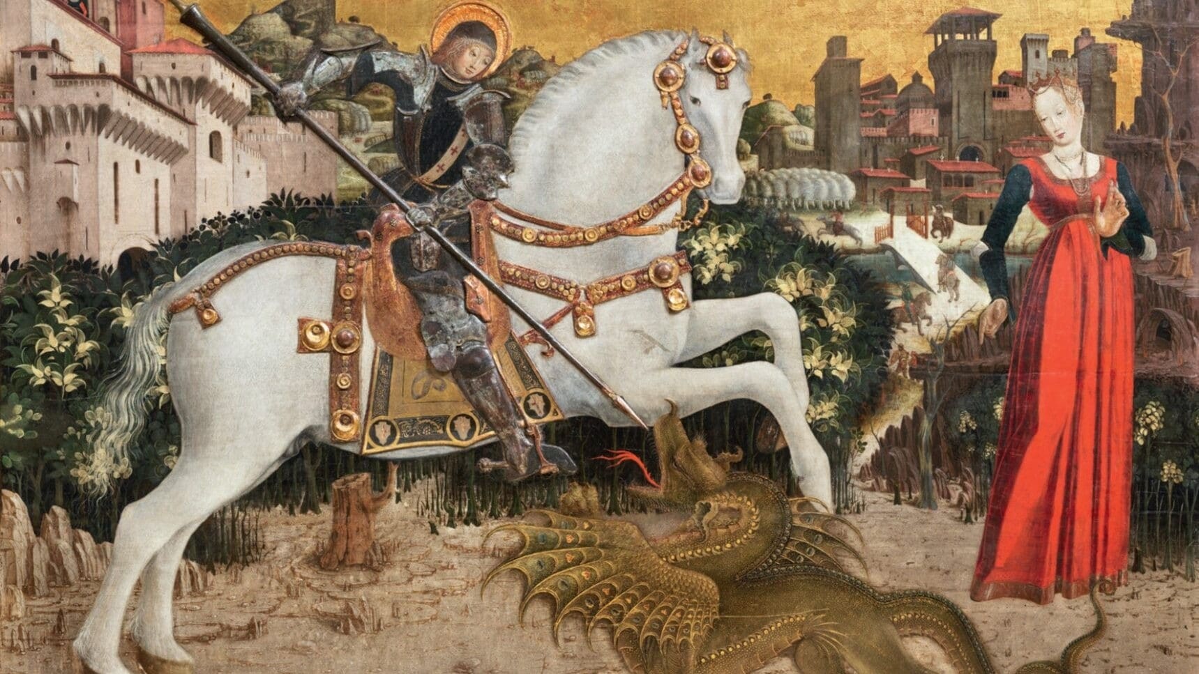 Der heilige Georg tötet den Drach, aus der Zeit um 1460 -Ausschnitt. (Bild: Comitato San Florian)