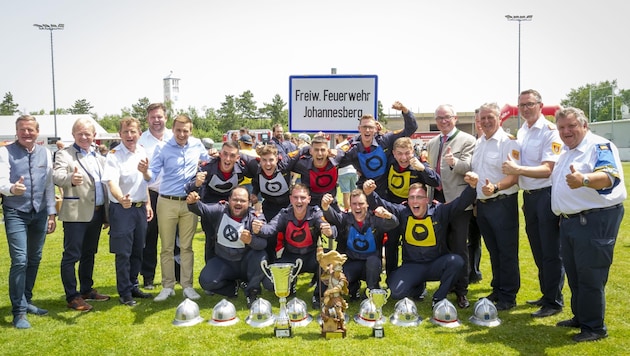 The Johannesberg volunteer fire department was crowned the fastest fire department in the country - with a fabulous time of 29.71 seconds! (Bild: NÖLFK/Alexander Nittner)