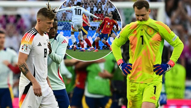 The Germans are struggling with the penalty that was not given. (Bild: AFP/THOMAS KIENZLE, Tobias SCHWARZ)