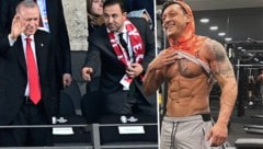 Präsidenten Recep Tayyip Erdogan (links) und Mesut Özil (rechts) feuerten die Türkei im Olympiastadion gemeinsam an.  (Bild: AFP/JOHN MACDOUGALL, instagram.com/m10_official)