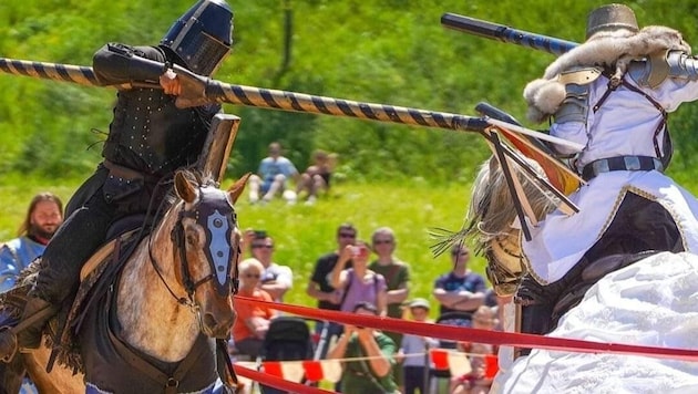 In protective armor, armed with lances and swords, on noble horses: Eight knights will take part in the tournament at the end of July, which has become legendary thanks to the minned poet. (Bild: LuciusSvobodus)