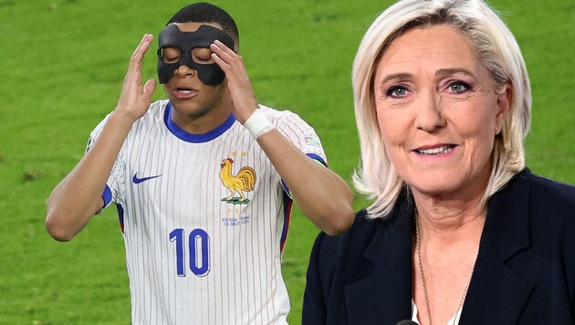 Kylian Mbappe has to put up with criticism from Marine Le Pen. (Bild: AFP/Ronny HARTMANN, JULIEN DE ROSA)