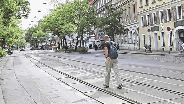 Wiedner Hauptstraße: the Bim tracks have been deserted all summer. (Bild: Jöchl Martin)