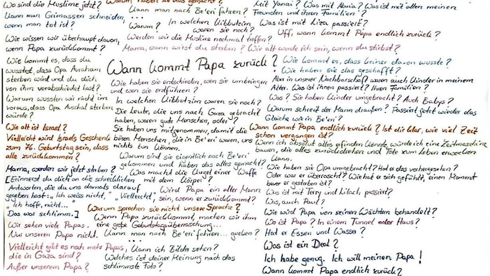 Es ist ein A4-Zettel mit Fragen eines erst 8 Jahre alten Buben, die kein Kind jemals stellen ...
