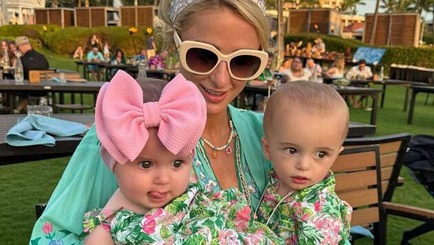 Paris Hilton with her children London and Phoenix (Bild: www.viennareport.at)