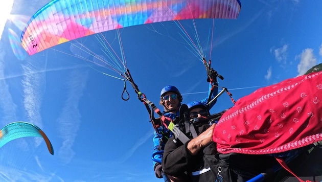 Rosa Maier from the Zillertal ventured into tandem flying. (Bild: Familie Heim)