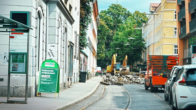 At Maiffredygasse, the Bim is getting new rails (Bild: Pail Sepp)