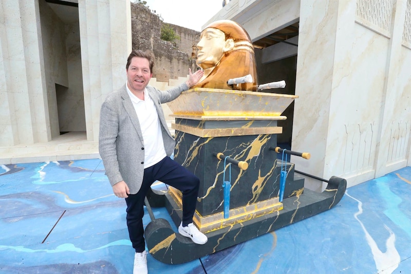 Magnificent backdrop and honorable audience: Daniel Serafin backstage in the quarry. (Bild: Rainhard Judt)