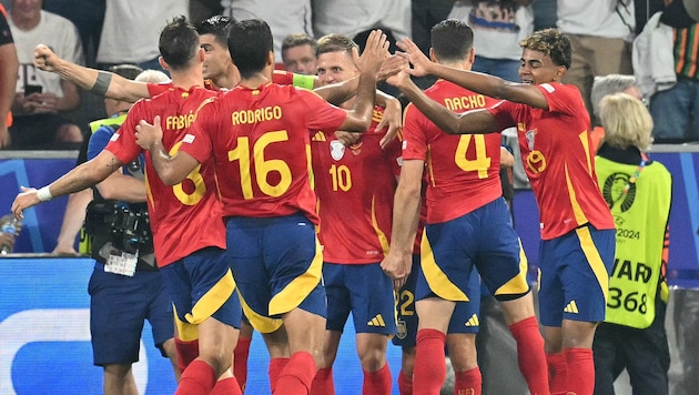Great jubilation at the 1st finalist of the European Football Championship 2024 - Spain! (Bild: AFP)
