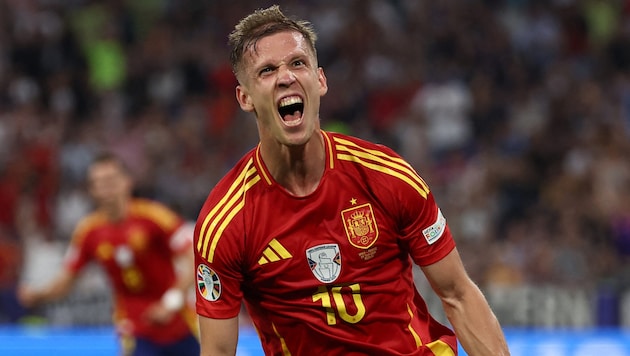 Spain, led by Barcelona star Dani Olmo, face Denmark today. (Bild: AFP)