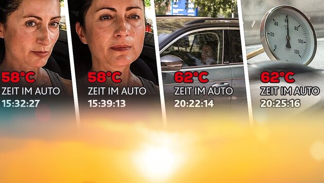 Nyáron percek alatt hatalmas mértékben fel tud melegedni a jármű belseje. (Bild: krone.tv, Krone KREATIV)