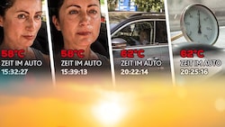 Der Innenraum eines Fahrzeugs kann sich im Sommer innerhalb von Minuten enorm erhitzen. (Bild: krone.tv, Krone KREATIV)