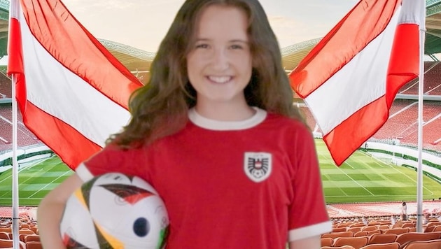 Futbolsever Amelie Ricca Arnautović, Sabitzer ve Co. şirketlerine teşekkür ediyor. (Bild: zVg)