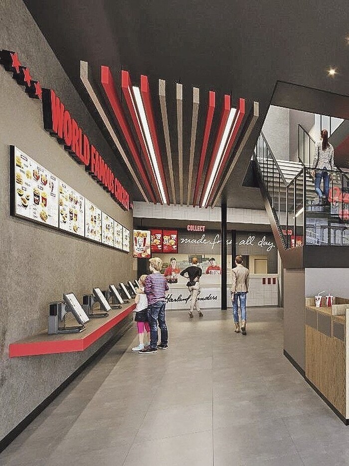 This is what it will look like in the KFC store in Klagenfurt's pedestrian zone. There's a café ...