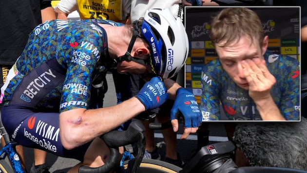 Pure emotion for stage winner Jonas Vingegaard (Bild: AFP/APA/POOL/jerome delay)