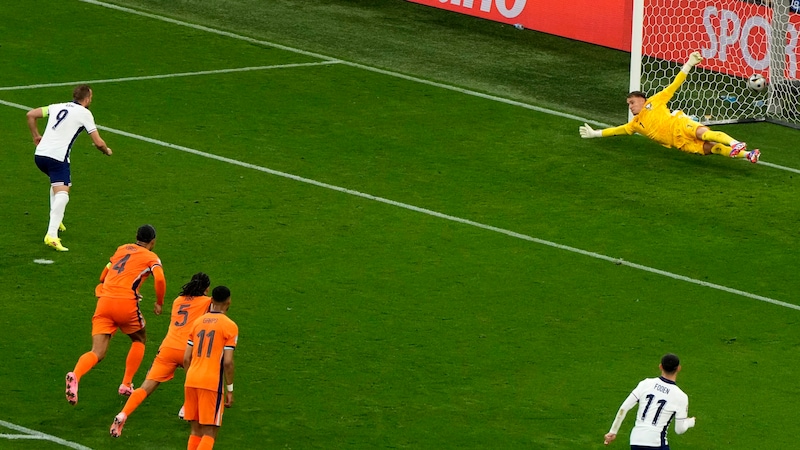 Harry Kane's penalty goal in the semi-final against the Netherlands (Bild: AP ( via APA) Austria Presse Agentur/ASSOCIATED PRESS)