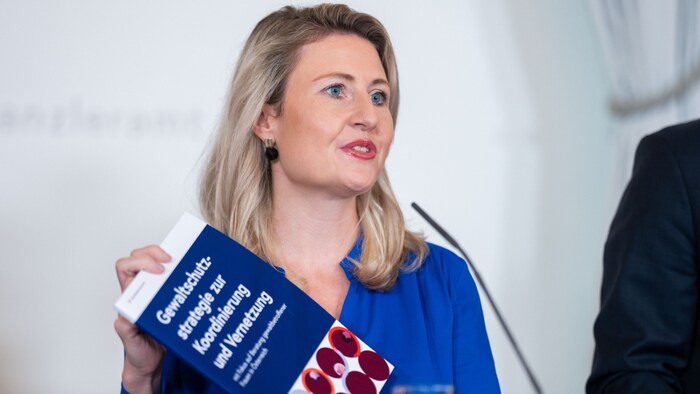 Frauenministerin Susanne Raab (ÖVP) präsentierte die neue Strategie der Regierung im Kampf gegen ...