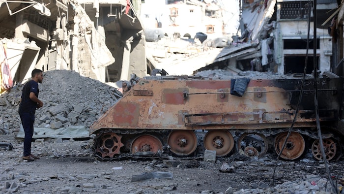 Ein israelisches Militärfahrzeug in Gaza-Stadt