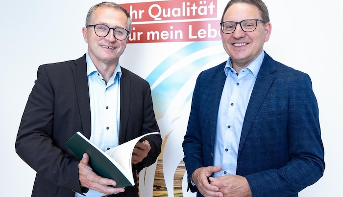 Die beiden Geschäftsführer der Landesholding Burgenland, Hans Peter Rucker und Gerald Goger.