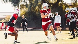 Bernhard Seikovits (am Ball) geht in sein viertes Jahr bei den Arizona Cardinals.