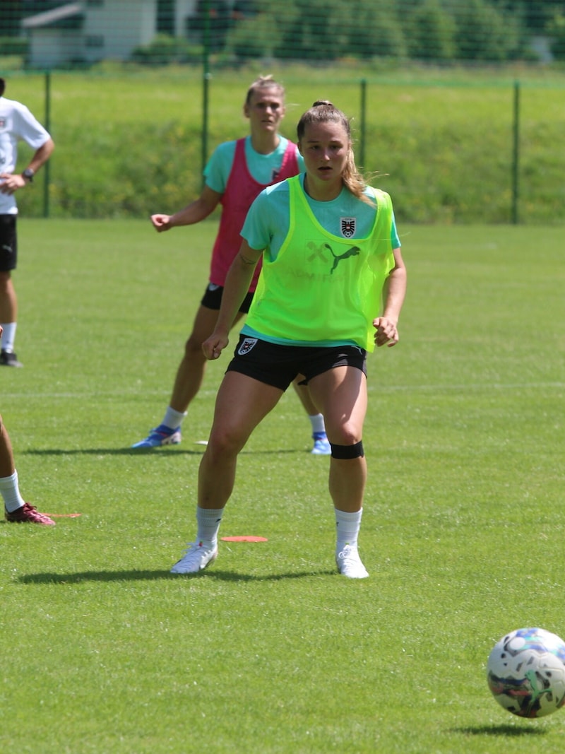 Carina Brunold von der SPG Lustenau/Dornbirn debütiert beim rot-weiß-roten Frauenteam. (Bild: Peter Weihs/Kronenzeitung)