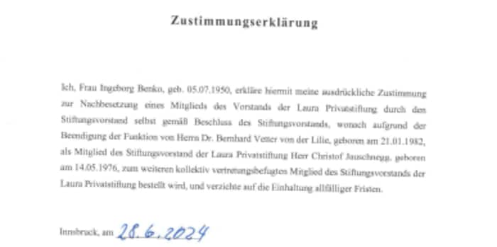 Ingeborg Benko's "declaration of consent" was issued immediately after the recent raids.