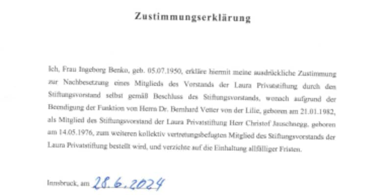 Ingeborg Benko's "declaration of consent" was issued immediately after the recent raids. (Bild: zVg)