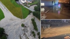 Schon wieder gingen Unwetter in weiten Teilen des Landes nieder. Besonders betroffen: dieSteiermark, Kärnten und Tirol.  (Bild: Krone KREATIV/Hans-Peter Neururer / FF Maria Lankowitz / Bachhiesl)