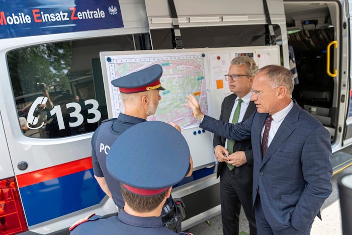 Willibald Gutschi, Head of the Operations Department at Graz City Police Command, explains the ...
