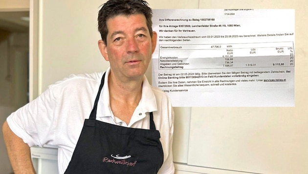 Roland Vith was stunned when he received the bill from the energy provider. He is owed more than 9100 euros. (Bild: Krone KREATIV/zVg)