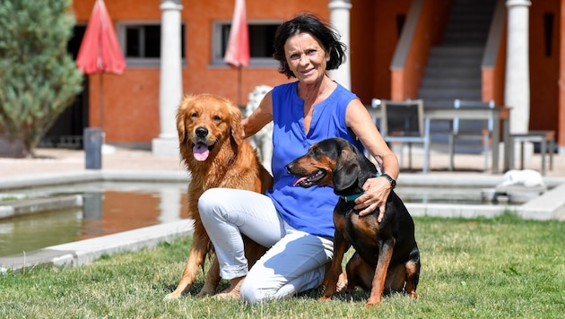 Irmgard Pavlik kümmert sich in ihrem „Hundehotel Dog-Care“ liebevoll um die Vierbeiner, während die Besitzer ihren Sommerurlaub ohne ihr geliebtes Haustier verbringen können. (Bild: Dostal Harald)