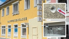 Ein lautes Knallen kurz vor 4 Uhr morgens riss die Waldviertler Kleinstadt Drosendorf aus dem Tiefschlaf. Die Sprengung des Bankomaten beantwortet ein Anrainer mit Schüssen (Bild: Krone KREATIV/Attila Molnar, DOKU-NÖ (2))