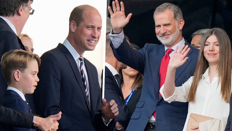 Prinz William und König Felipe VI kamen mit ihrem Nachwuchs zum Finale (Bild: Copyright 2024 The Associated Press. All rights reserved)