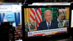 Joe Biden hielt eine Rede an die Nation aus dem Oval Office im Weißen Haus. (Bild: AP/Susan Walsh)