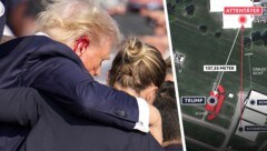 Eine Kugel streifte Donald Trump am rechten Ohr. (Bild: ,Krone KREATIV)