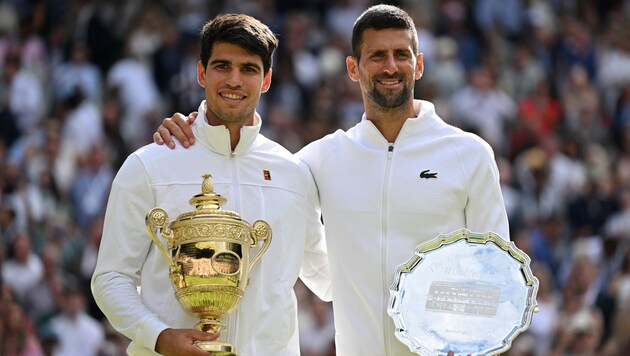 Carlos Alcaraz, Novak Djokovic (Bild: AFP)