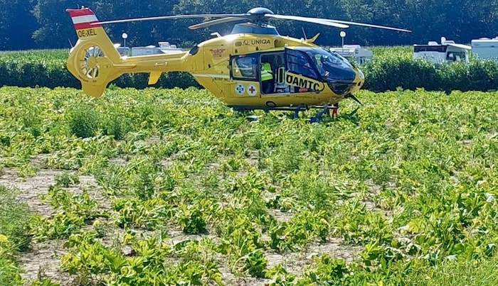 The two babies were taken to hospital by emergency helicopter. 