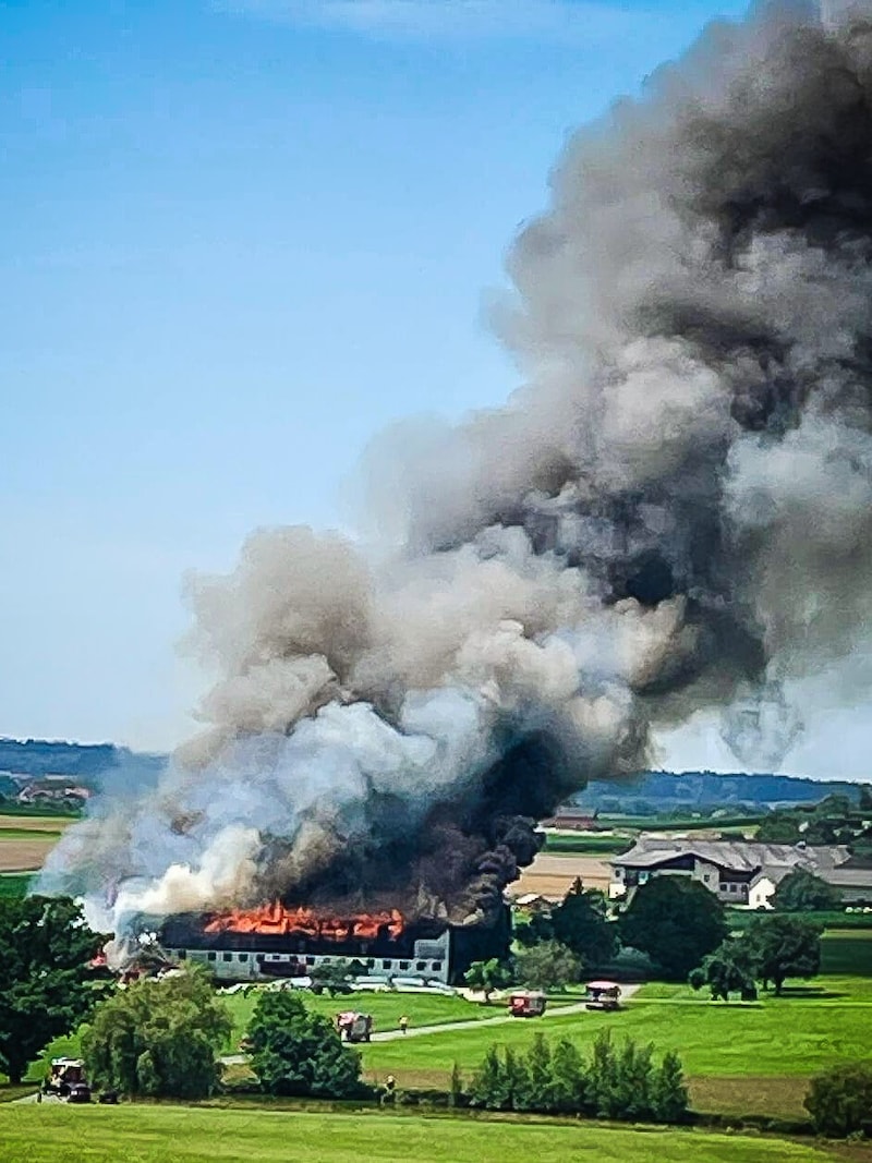 The huge column of smoke could be seen from afar. (Bild: Scharinger Daniel/Pressefoto Scharinger © Daniel Scharinger)