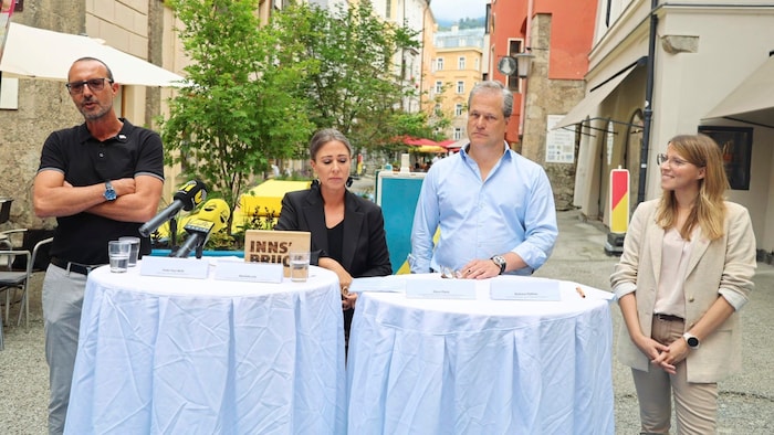 Peter Paul Mölk, Mariella Lutz, Klaus Plank and Barbara Plattner (from left) explain the ...