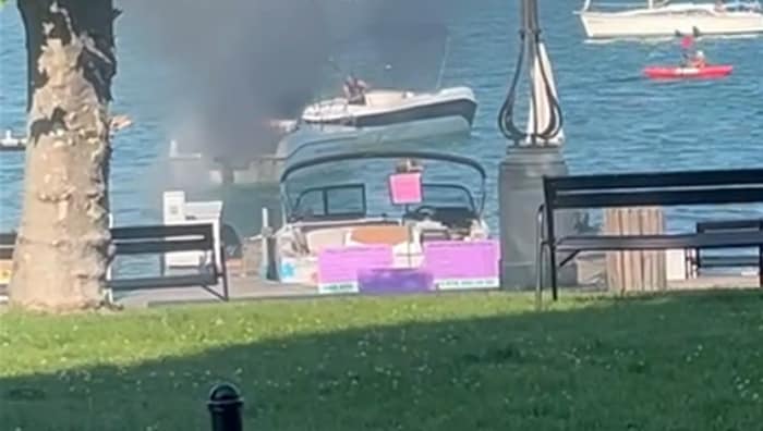 At first, only a column of smoke could be seen.