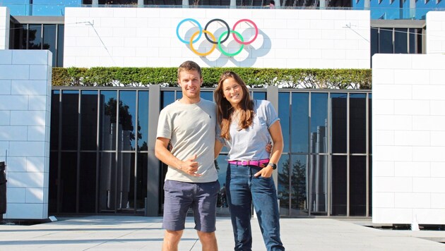 Austrian windsurfer Lorena Abicht is in a relationship with Swiss Olympic sailor Sébastien Schneiter. (Bild: Philippe Delvenne)