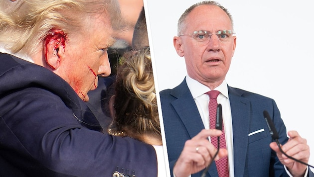 Nach dem Attentat auf Donald Trump schärft Innenminister Gerhard Karner bei den Sicherheitsvorkehrungen für den Wahlkampf nach. (Bild: AP, APA/GEORG HOCHMUTH)