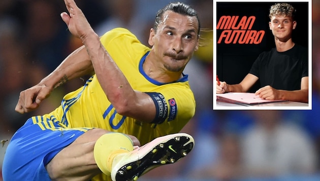 Zlatan Ibrahimovic, Maximilian Ibrahimovic (Bild: AFP, twitter.com/FabrizioRomano)