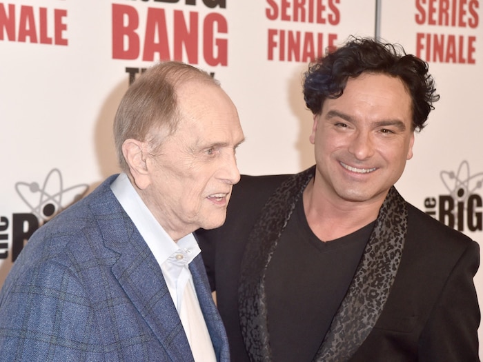 Bob Newhart and Johnny Galecki at the series finale party of "The Big Bang Theory"