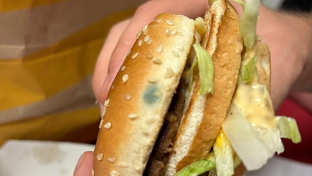 The Waldviertler had already bitten into this moldy burger before he noticed the spoiled part. (Bild: zVg)